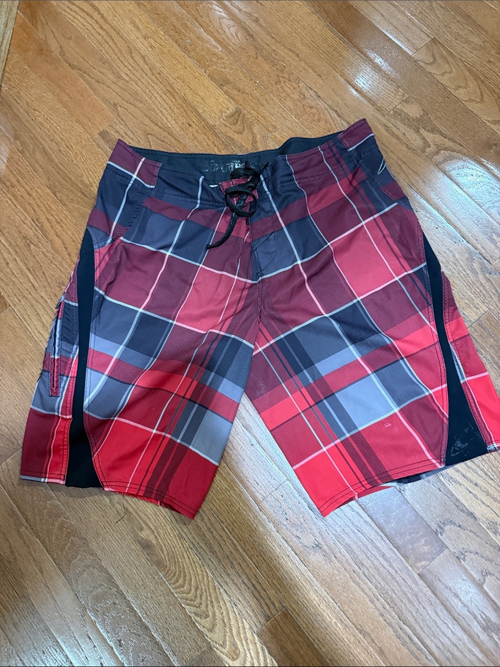 Men's Red Plaid Swim Trunks